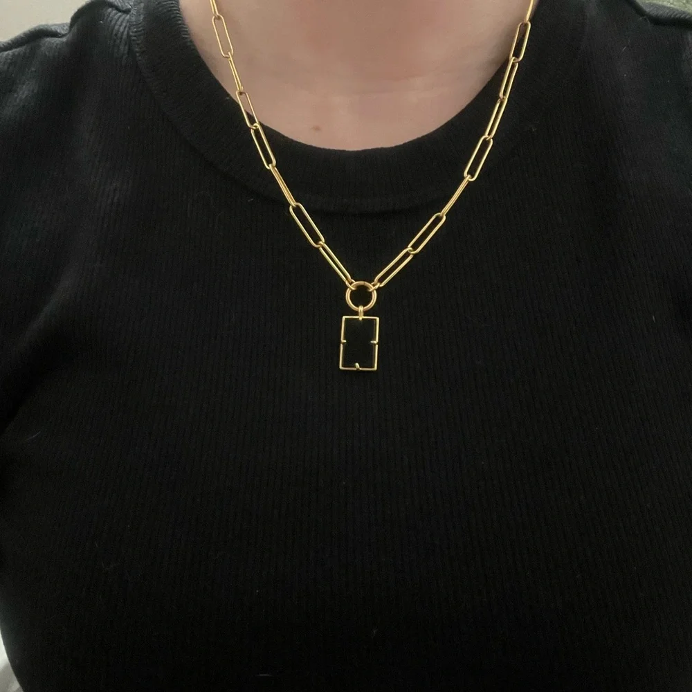 Madewell Gold Necklace with Black Rectangular Pendant - Picture 2 of 4